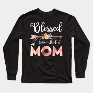 Women Blessed Mom Floral Mom Mothers Day Gift Long Sleeve T-Shirt